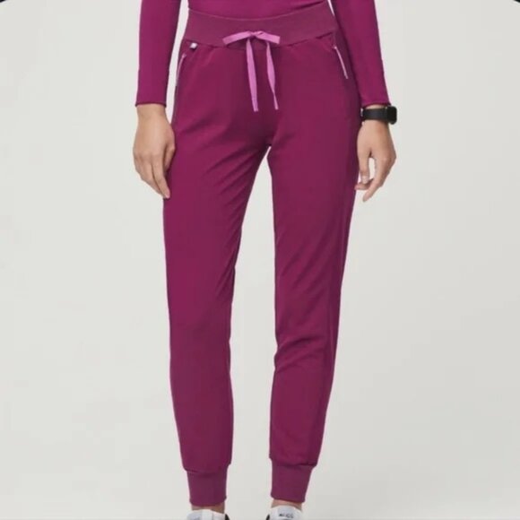 Figs Boston Slim TALL Jogger Scrub Pants in Dark Magenta XXS / 2XS TALL Bottoms - Picture 1 of 7